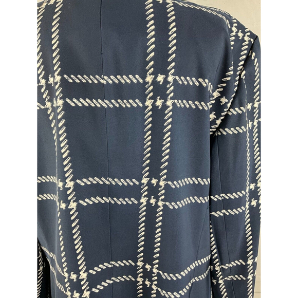 Women’s Evan Picone Open-Front Blazer Jacket Size 14 Navy White Office Career - Picture 5 of 5